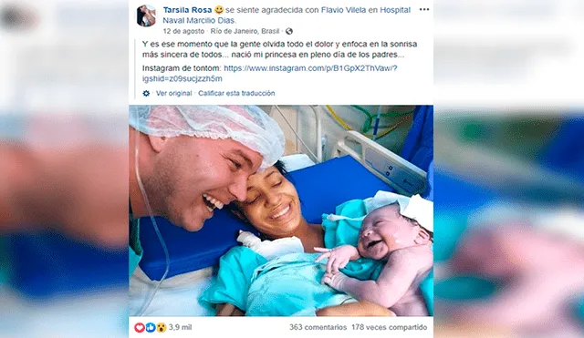 En Facebook, un joven se emocionó hasta las lágrimas al apreciar la sonrisa de su bebé recién nacida.