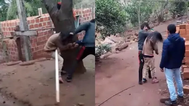 Argentina: hombre golpea a su mujer y la amenaza con un machete[VIDEO]