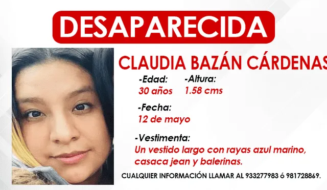 Claudia Bazán Cárdenas, desaparecida en estado de emergencia.