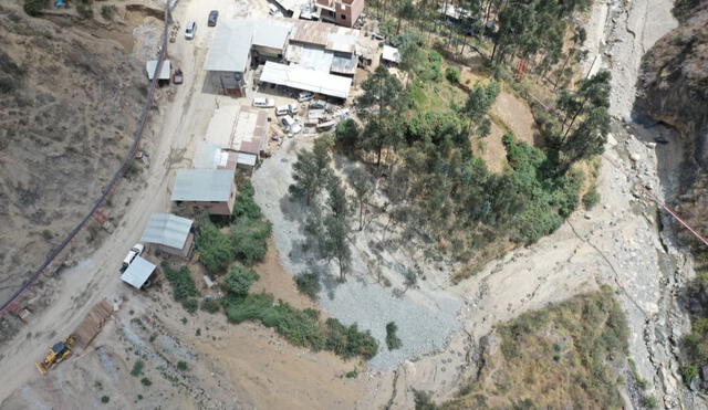 Vista aérea de la zona afectada por los relaves mineros. Contaminación afectaría varias comunidades en Pataz.