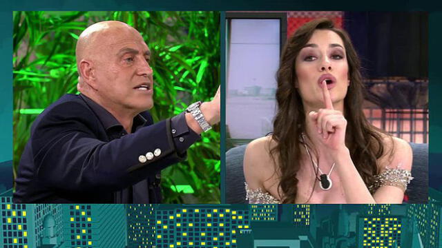 Discusión entre Kiko Matamoros y Adara Molinero en Sábado Deluxe. Foto: Telecinco.