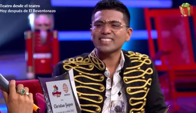 Christian Yaipén es elegido mejor cantante de cumbia del año en El reventonazo de la chola. Foto: captura América TV