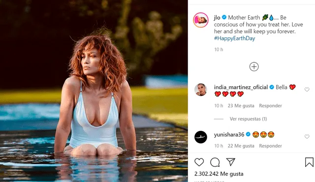 Jennifer Lopez celebra el Día de la Tierra rodeada de la naturaleza.