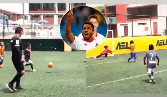 Jefferson Farfán se mostró orgulloso por el gol de media vuelta de su menor hijo. Foto: Captura de video.