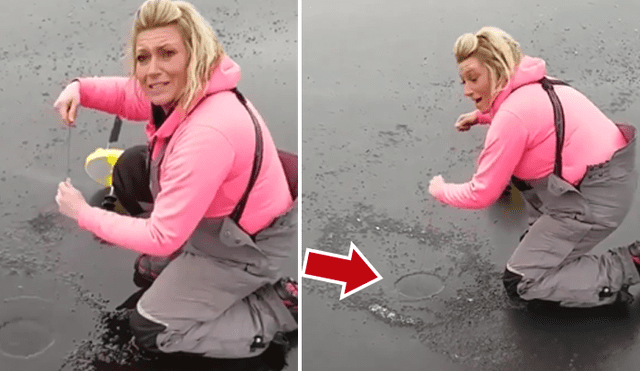 Facebook viral: turista ingresa a zona congelada, rompe el hielo para pescar y captura misterioso pez [VIDEO]