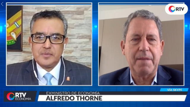 Exministro Alfredo Thorne, entrevistado por Rumi Cevallos, conductor de RTV Economía.