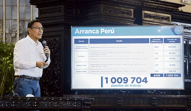 El presidente Vizcarra dio detalles sobre el plan Arranca Perú. Foto: Sepres