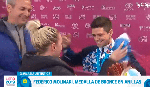 Juegos Panamericanos 2019: el gimnasta argentino Federico Molinari le propuso matrimonio a su novia. Foto: captura de video.