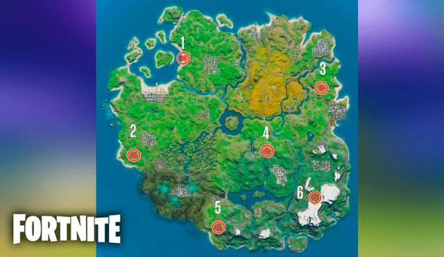 Mapa con todas las ubicaciones de los puestos de avanzada E.G.O en Fortnite Battle Royale.
