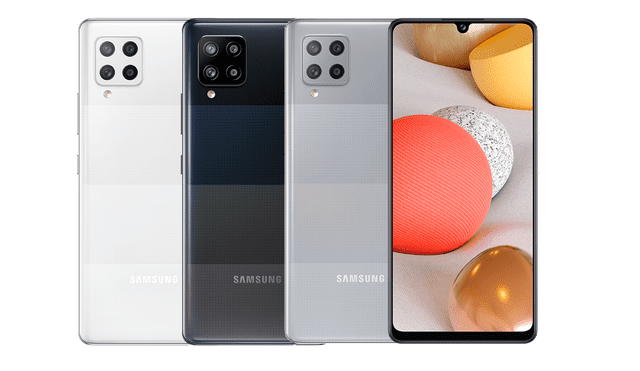 El Galaxy A42 5G está disponible en color negro, blanco y gris. Foto: Samsung