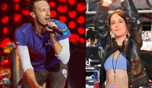Dakota Johnson estuvo en el concierto de Coldplay en Argentina. Foto: composición de LR/ captura de Tiktok/ GLR