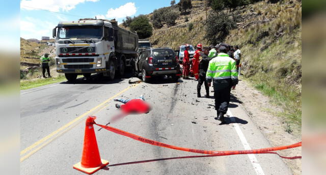 Policía en moto muere tras chocar contra camioneta en la vía Puno - Juliaca