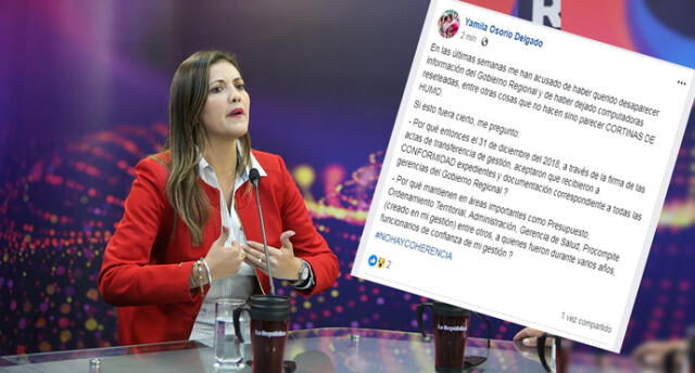 Yamila Osorio califica como cortinas de humo las acusaciones de Cáceres Llica