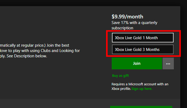 Donde el tradicional servicio de Xbox Live Gold (el que permite jugar online) ya no se ofrece en paquetes de un año, solo de meses.