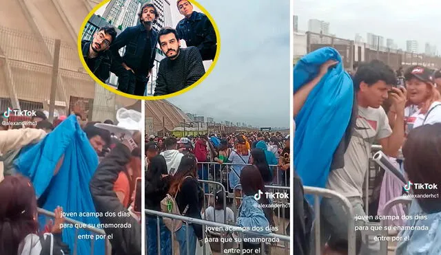 Cuando notaron su presencia, los seguidores de la banda colombiana lo llenaron de elogios mientras dejaba a su novia en la fila. Foto: composición LR/TikTok/@alexanderhc1
