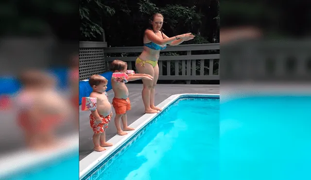 Facebook viral: niño realiza particular 'clavado' en piscina y hace reír a su familia [VIDEO] 