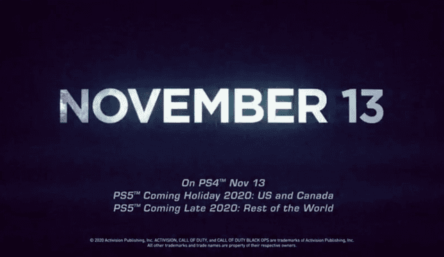 PS5 se lanzaría primero en Estados Unidos y Canadá, para luego llegar al resto del mundo. Fotocaptura: tráiler de Call of Duty Black Ops Cold War.