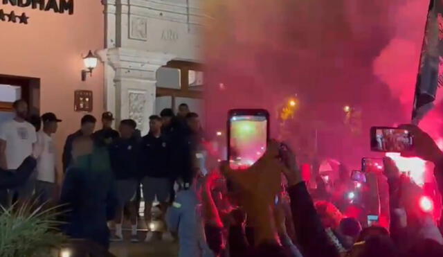 El equipo blanquiazul se trasladó a las afueras del hotel de concentración para presenciar el banderazo de toda la hinchada. Foto: composición/captura ESPN