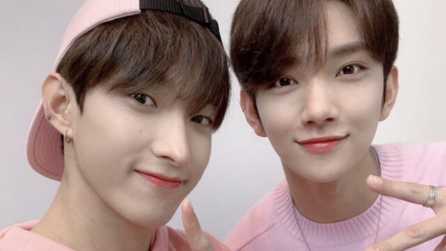 Desliza para ver más fotografías de DK y Joshua de SEVENTEEN promocionando el remix de la canción "17" de Pink Sweat$. Créditos: Pledis Ent.