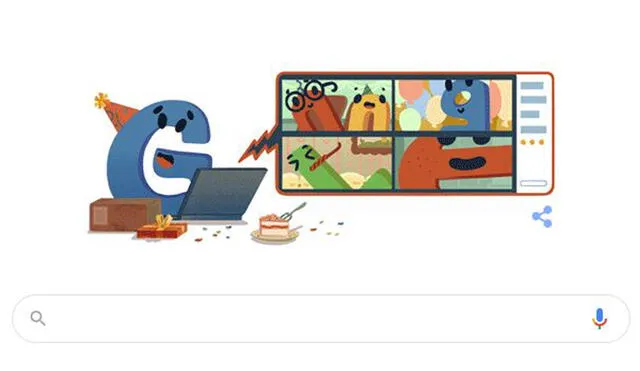 El logo de Google mantiene una celebración a distancia por sus 22 años cumplidos. Foto: Captura de Google