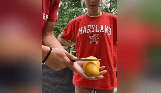 Un joven mostró un curioso truco para cortar mango de manera muy sencilla. Foto: TikTok