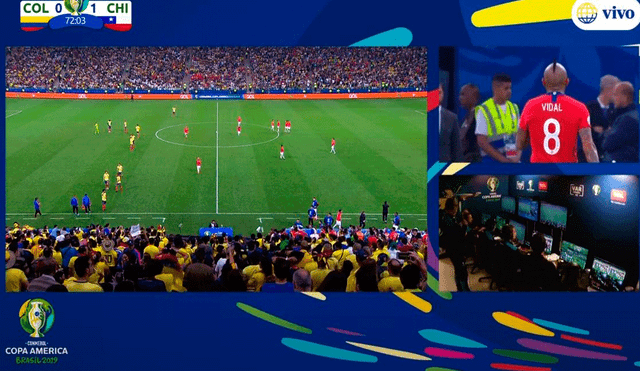 Arturo Vidal metió un gol en el Colombia vs. Chile, pero el árbitro lo anuló tras revisar el VAR. | Foto: América TV