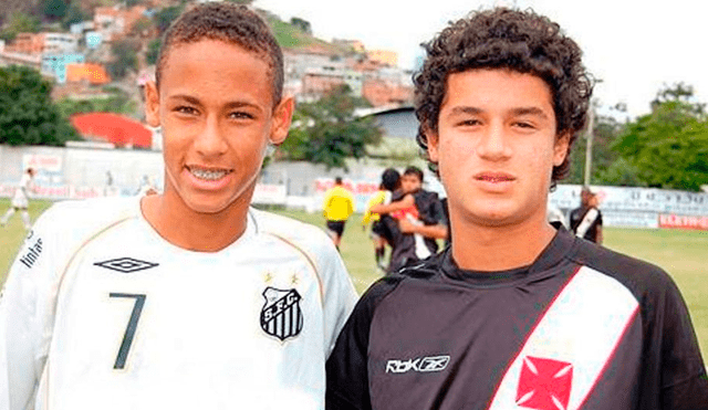 Neymar y Coutinho se enfrentan en la final de la Champions, una amistad que nació en las bases de Brasil. Twitter Santos FC