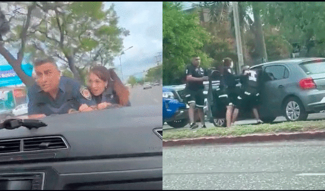 El joven de 20 años arrastró a dos policías pese al pedido de su compañera de detenerse: “Boludo, pará ¡Los vas a matar!”, se escucha. Foto: @porquetendencia / Twitter