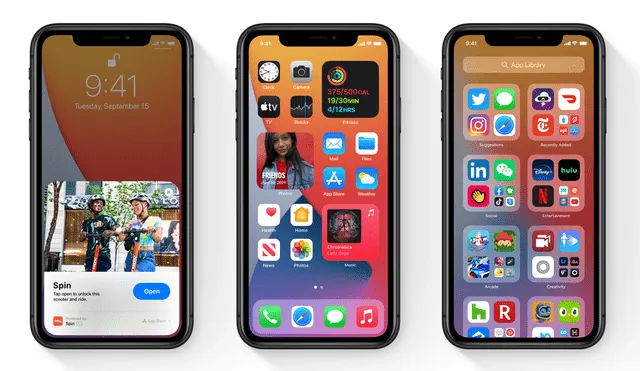 El nuevo iOS 14 incorpora Widgets en la pantalla de inicio. | Foto: Apple