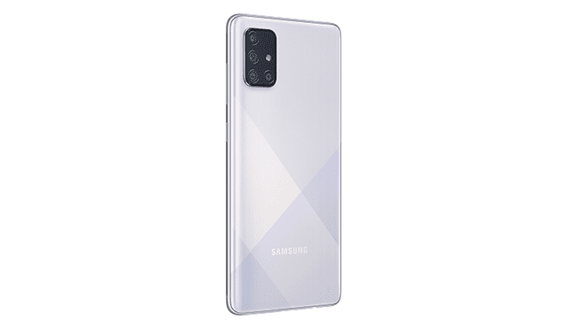 El cuerpo del Galaxy A71 está duiseñado en Glasstic (glass + plastic). | Foto: Samsung