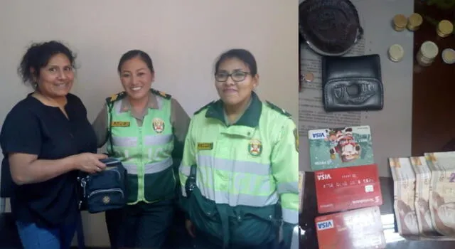 Dos policías honradas de Arequipa devuelven cartera extraviada a distraída mujer