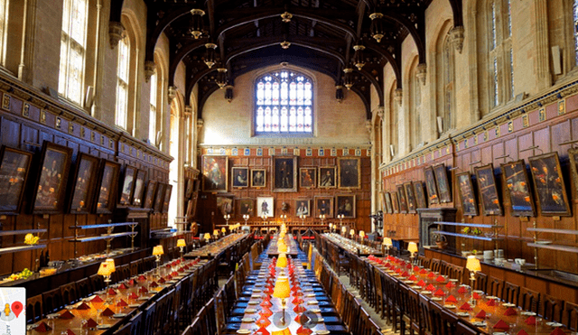 Desliza las imágenes para ver cómo luce realmente el ‘Gran comedor’ que aparece en las películas de Harry Potter. Foto: Google Maps