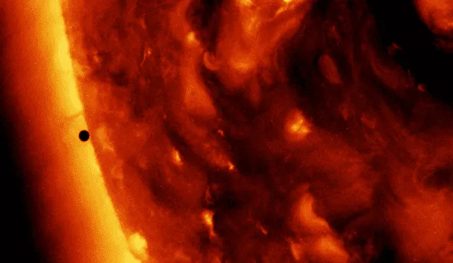 El paso de Mercurio por el Sol será visible este lunes 11 de noviembre. Foto: NASA/SDO