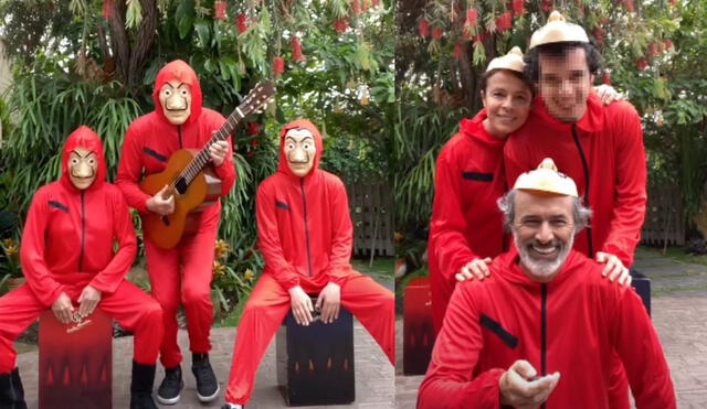 Carlos Alcántara y su familia se disfrazaron de los personajes de La Casa de Papel. Foto: captura de Instagram