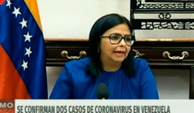 La vicepresidenta Delcy Rodríguez anunció dos casos de COVID-19 en Venezuela. Captura de video.