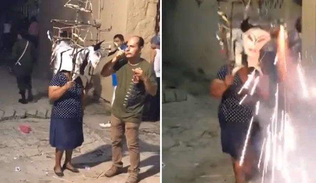 Facebook: Abuela se arma de valor y hace la danza del 'torito pirotécnico' [VIDEO]