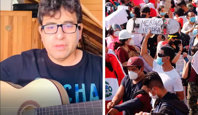 William Luna resaltó en su canción la participación de la juventud peruana en 
 marchas contra dictadura.  Foto: composición Jorge Cerdán La República, Instagram