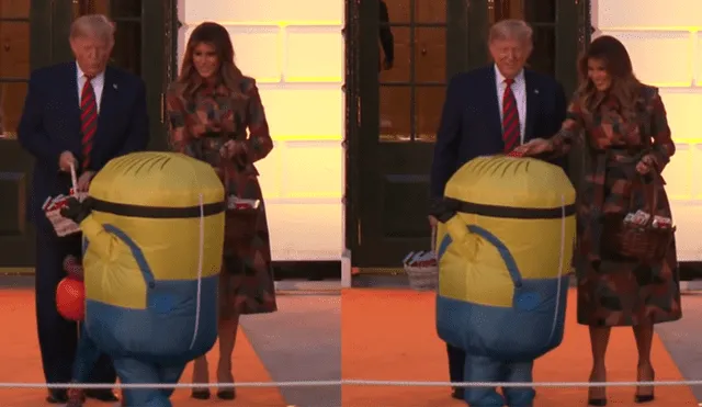 Trump ‘trollea’ a un niño disfrazado de Minion en la recepción por Halloween.