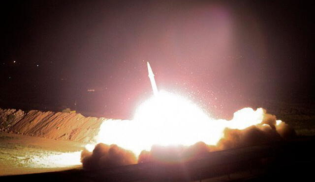 Uno de los diez misiles lanzados por Irán que han impactado en la base con tropas de EE. UU. Foto: Agencias iraníes.