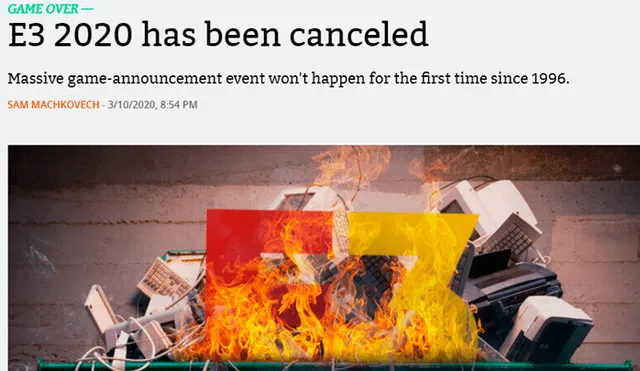 Otros medios como ArsTechnica, señalan directamente que el evento ya ha sido cancelado.