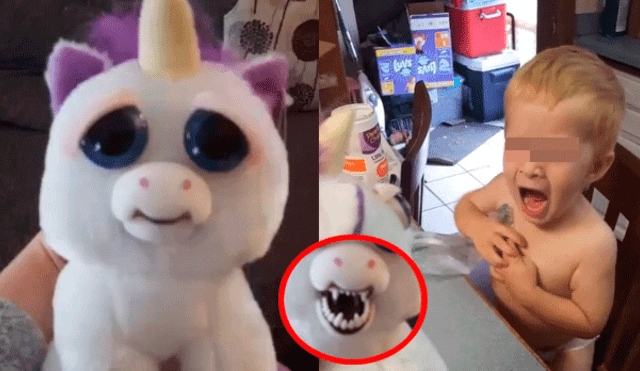 Facebook: niño queda pasmado al ver ¿un tierno unicornio de peluche?