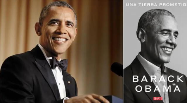 El expresidente Barack Obama y la portada de su anunciada memorias.