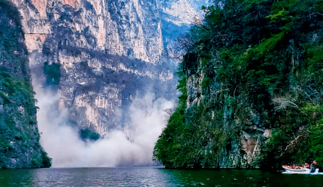 Derrumbe de tierra en cañón del Sumidero [VIDEO]