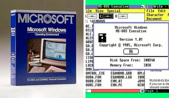 El primer sistema operativo con interfaz gráfica de Microsoft dependía completamente de MS-DOS. Foto: Microsoft, composición