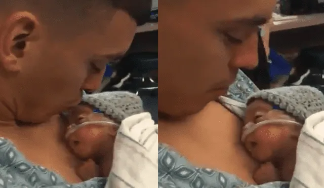 El emocionante reflejo de un bebé prematuro ante el primer beso de su papá