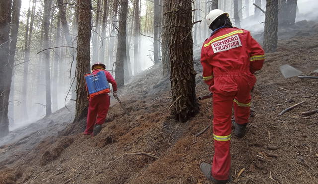 bomberos Cajamarca Porcón incendio forestal