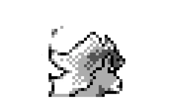 'Sprite' con la vista desde atrás de Puchikoon, lo que evidencia que estaba listo para aparecer en el primer juego de Pokémon.