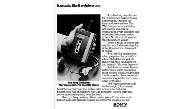 Hace 40 años, Sony lanzó el primer Walkman al mercado. | Foto: Sony