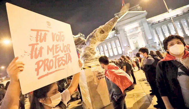 Rechazo. Invocaron a no votar por los golpistas en el 2021. Foto: Jorge Cerdán/La República