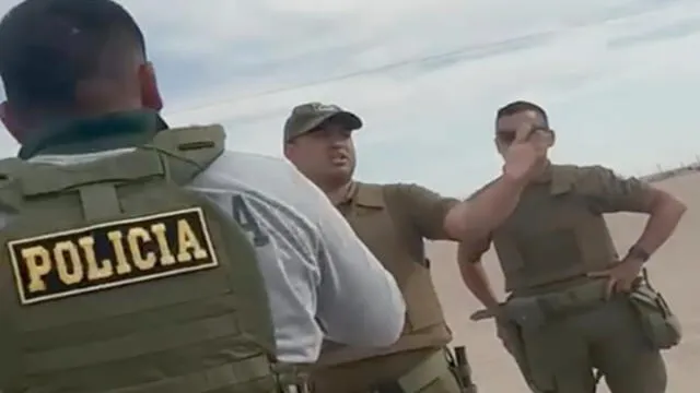 Tacna. Discusión entre agentes peruanos y chilenos por paso de extranjeros en la frontera de Perú con Chile. Foto: Captura video PNP